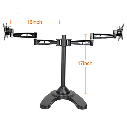 Dual LCD Tischständer | iKross® Tisch-Monitorhalterung mit 3-Segment Arme Schwenkbar Neigbar für 2 Displays mit 13 - 27 Zoll -