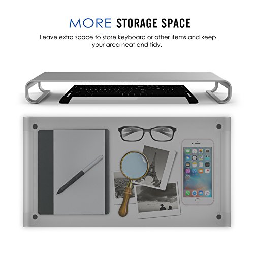 MoKo Monitor Ständer – Universal Aluminium Bildschirm Halter Halterung Stand mit Keyboard Storage für Monitor / Laptop / iMac / MacBook / PC Display, Space Grau - 3