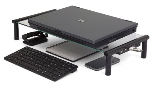 Kit Fernsehtisch, Laptop, PC Monitor Tisch Ständer mit USB Anschlüssen – Schwarz - 4
