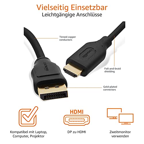 AmazonBasics Verbindungskabel, DisplayPort auf HDMI, 1,8 m - 2