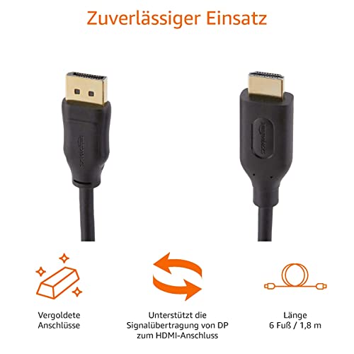 AmazonBasics Verbindungskabel, DisplayPort auf HDMI, 1,8 m - 3