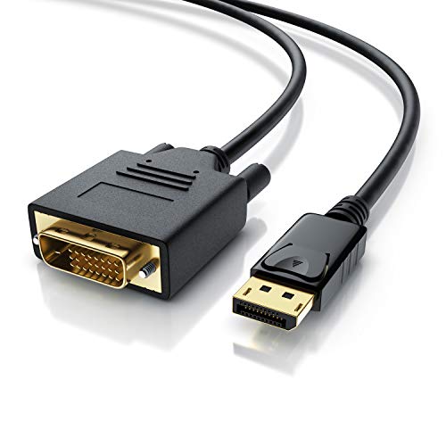 CSL - 2m (Meter) HQ Premium DisplayPort (DP) auf DVI Kabel | Zertifiziert / HDCP und EDID | Full HD Ausflösung | 24K vergoldete Kontakte / 3 fach Schirmung | Grafikkarten / Apple und PC / Beamer / Monitor