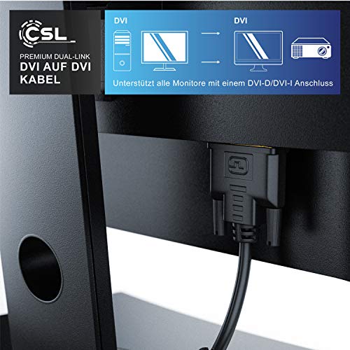 CSL – 1,5m High Speed DVI zu DVI Kabel | Dual Link 24+1 | vergoldete Kontakte | Auflösungen bis 2560×1600 | 2x Ferritkern | verzinnte OFC Kupferleiter - 5