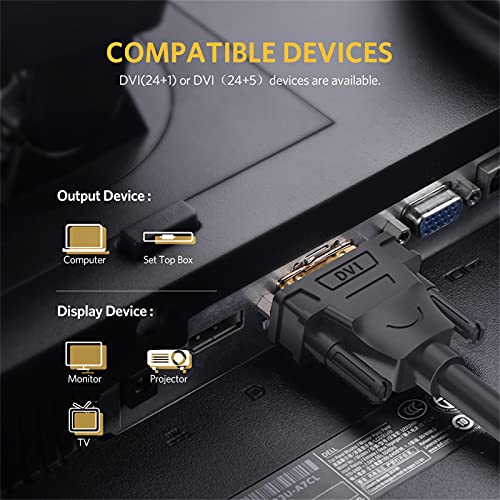 Ugreen DVI auf VGA Kabel Adapterkabel DVI-I 24+5 Stecker auf 15 polig HD-Stecker Vergoldete Konverter Hochreine Kupferleiter, Unterstützung 1080P für Gaming , DVD , Laptop, HDTV und Beamer mit 1-jähriger Basics Garantie 1.5m/6ft - 6